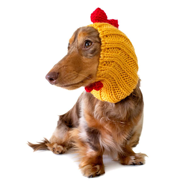 Zoo Snoods Rooster Costume for Pets Small Warm Hood Soft Yarn Ear Covers