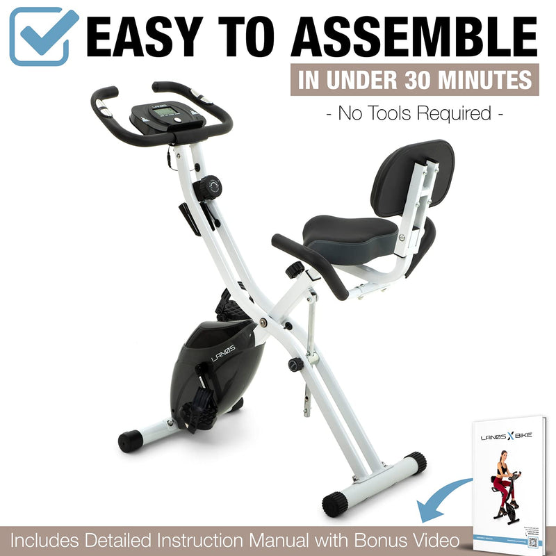 Lanos Foldable Home Exercise Bike - 2 in 1 Magnetic Resistance