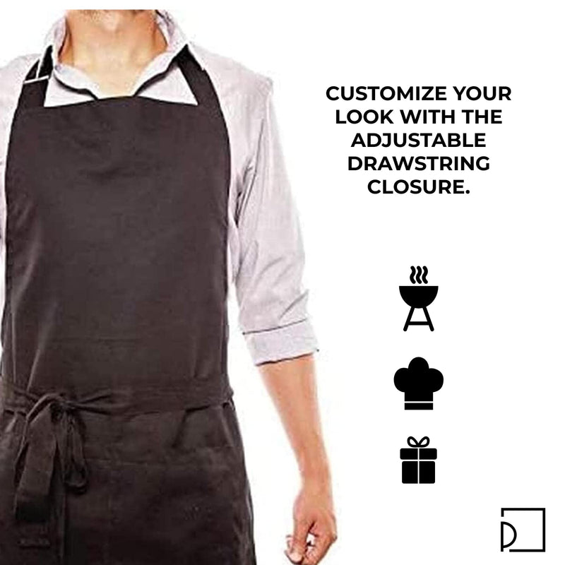 PESANI Gabardine Cotton Bib Apron with Pockets Adjustable Cooking Apron