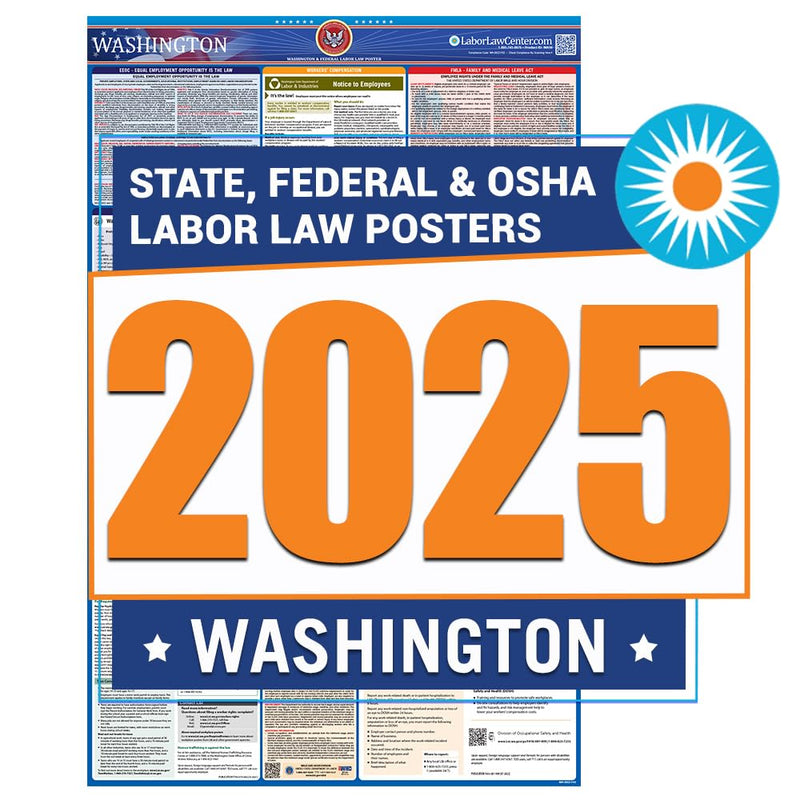 2025 Washington Labor Law Poster - OSHA & Federal Compliant 39" x 25"