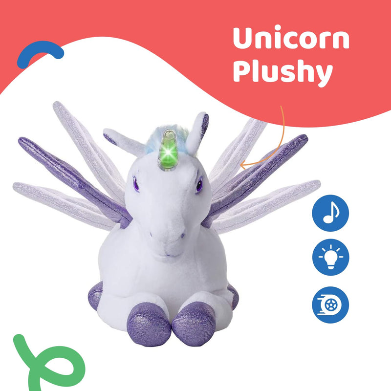 Dazmers Unicorn Light Up Stuffed Animal Toy Flapping Wings Musical Plush Purple