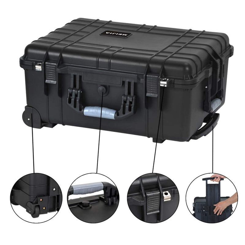 Meijia Waterproof Rolling Protective Camera Case Foam 24.64x19.39x13.78 Inches