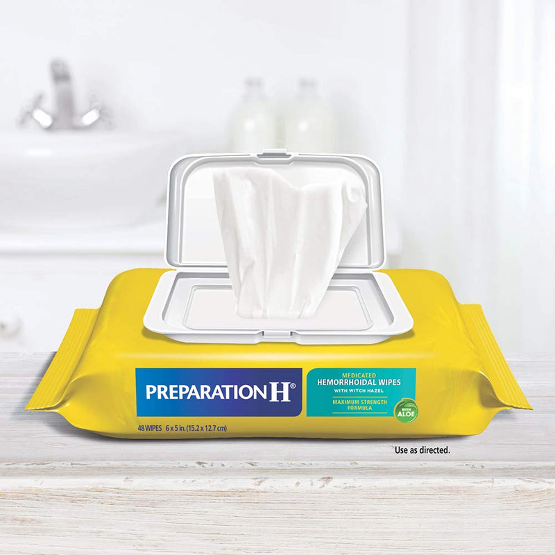 Preparation H Hemorrhoidal Wipes Witch Hazel & Aloe 3 x 60 Count