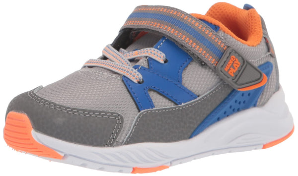 Kid’s Machine Washable Athletic Sneakers Size 2 Wide - Grey Multi