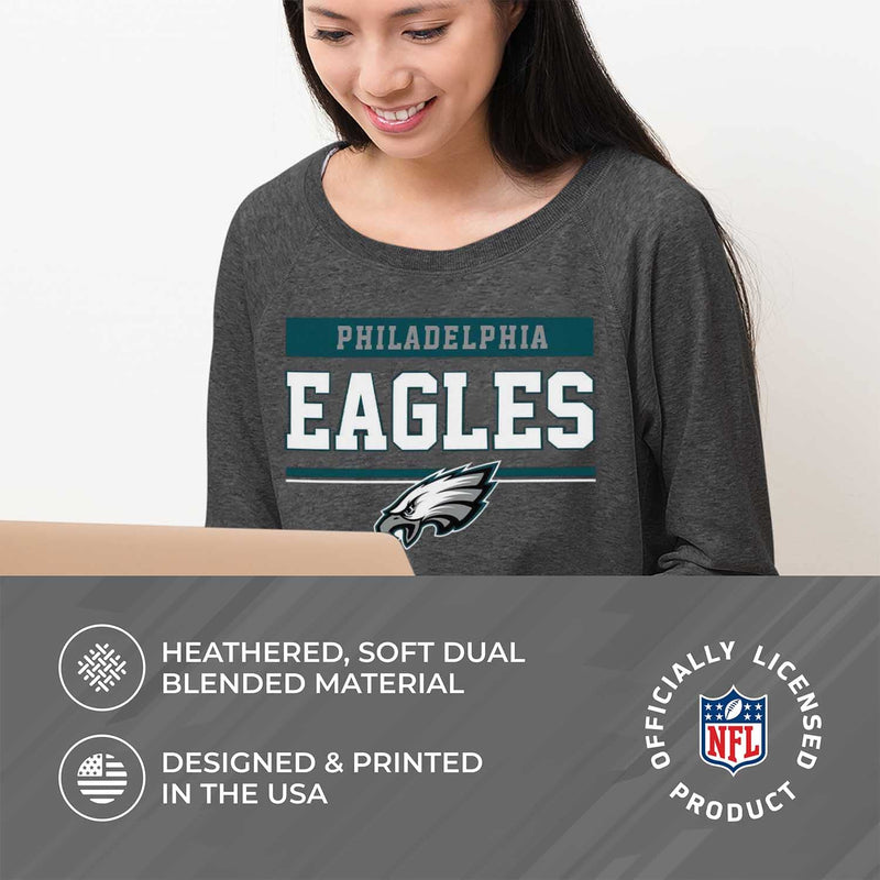 Philadelphia Eagles Women's Charcoal Slouchy Crewneck Pullover X-Large