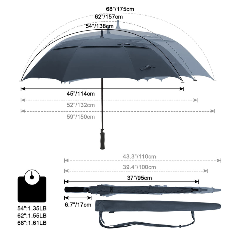 G4Free 68-Inch Double Canopy Windproof Golf Umbrella - Navy