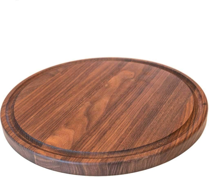 13.5 Inch Round Walnut Wood Cutting Board With Juice Groove