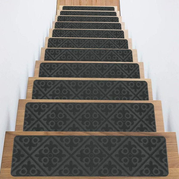 Non-Slip Grey Carpet Stair Treads 8"x30" (15 Pack) Indoor Safety