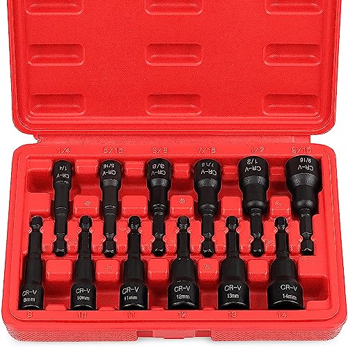 12-Piece Magnetic Nut Driver Set Premium Impact Power Hex Nut Driver Drill Bit Master