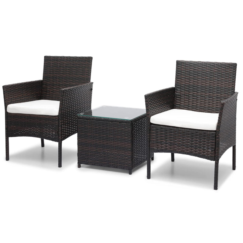 MoNiBloom Outdoor Rattan Patio Furniture Set with Cushions Brown