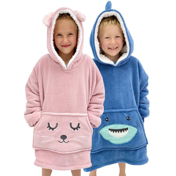 Kids Cozy Pink Bunny Wearable Blanket Hoodie, Ages 3-10