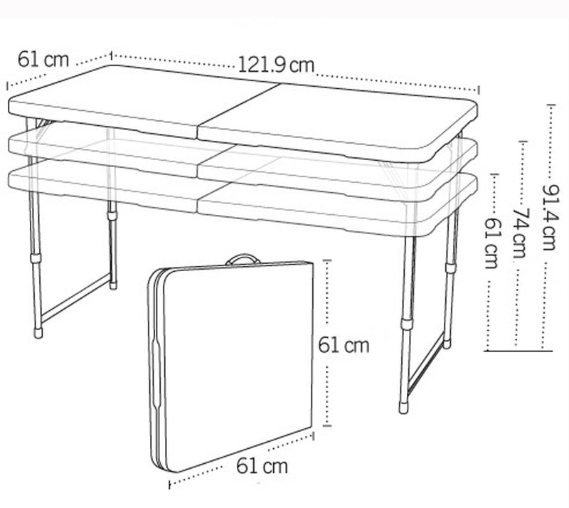 Lifetime 4 Foot Fold In Half Adjustable Folding Table with Handle