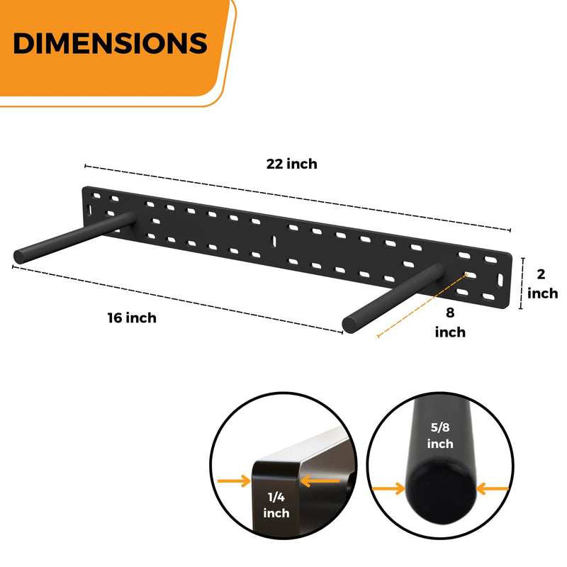 Extra Thick Steel Heavy Duty Floating Shelf Brackets - 22 Inch (4 Inch Rod)