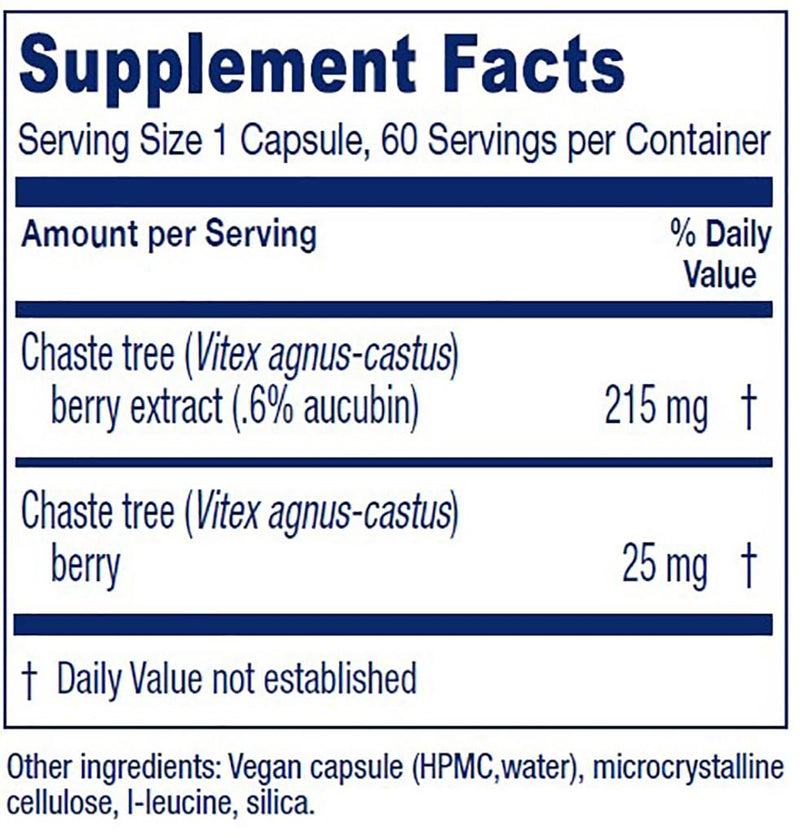 Vegan Chaste Tree Berry Vitex Extract Supplement - 60 Capsules