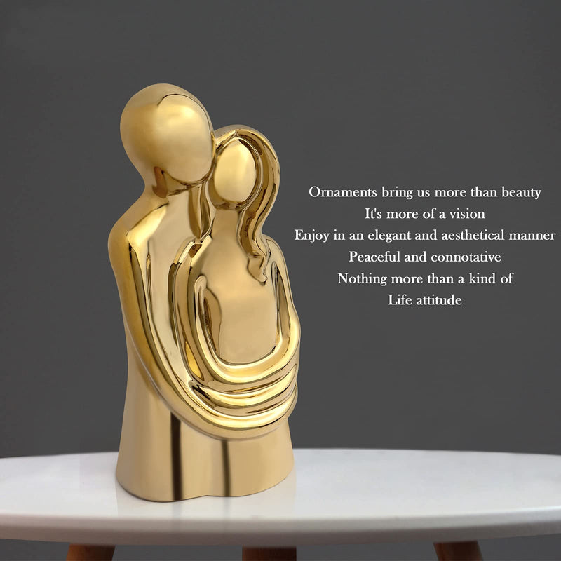 Notakia Hugging Couple Gold Statue Modern Romantic Home Office Decor