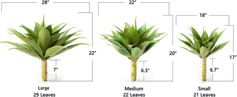 Set of 2 Velener Large Artificial Agave Plant 18 Inches UV Resistant