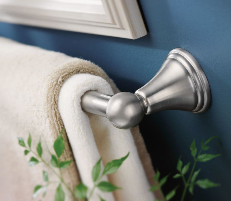 Brushed Nickel 24-Inch Bathroom Towel Bar by Moen Preston