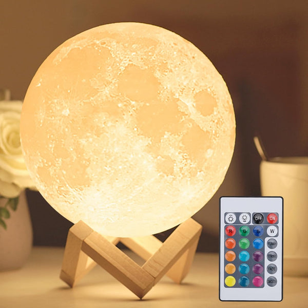 Mydethun 16-Color LED Moon Lamp with Remote - 7.1 inch