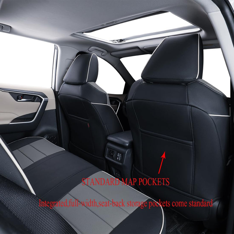 Custom Fit Seat Covers for Toyota Rav4 Hybrid 2019-2025, Black/Gray
