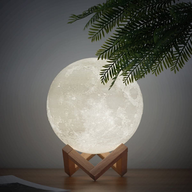 MyDethun 3D Printed Moon Lamp with Dual-Color LED - 7.1 inch