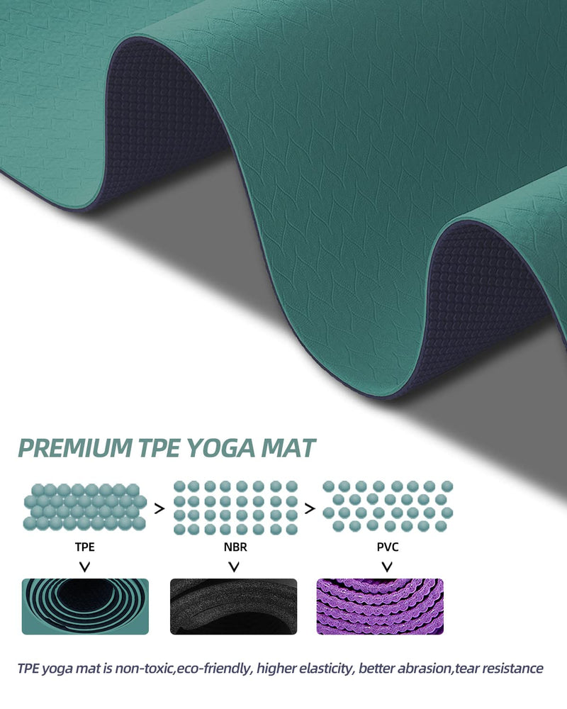 Coolmoon Non-Slip TPE Yoga Mat 72"x24" with Carrying Strap