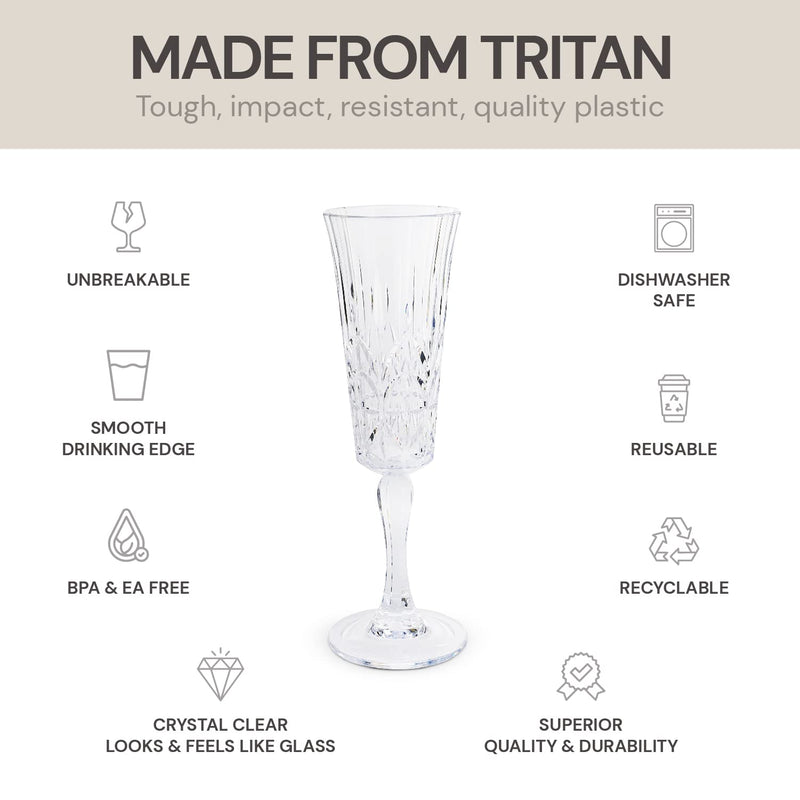 Unbreakable Tritan Plastic 6oz Champagne Flutes Set of 4