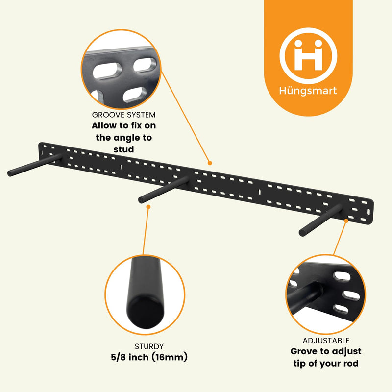 Heavy Duty 12" Floating Shelf Brackets - Black Steel Supports