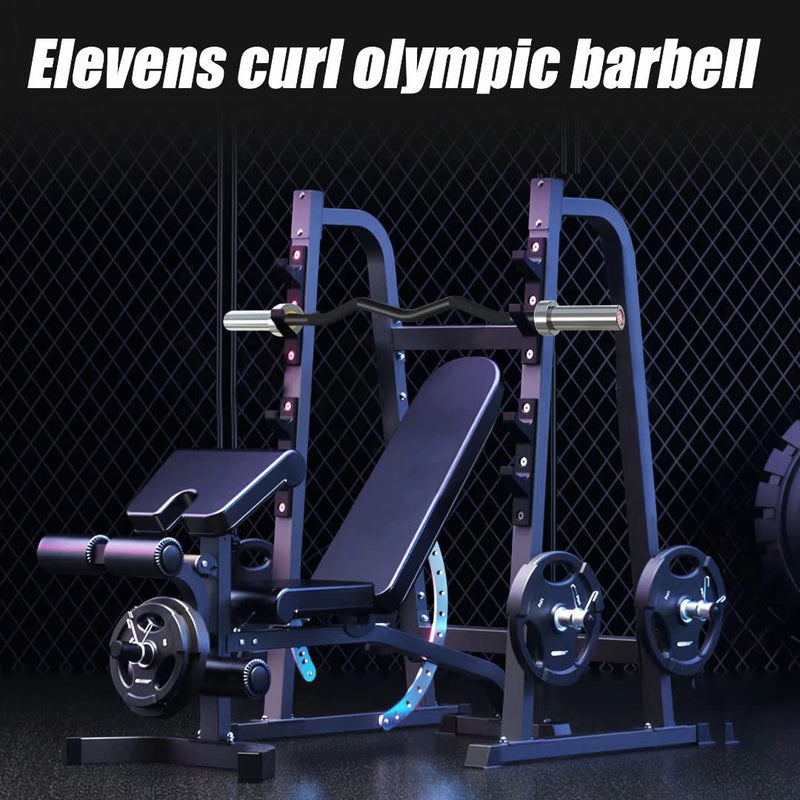 Elevens Olympic Curl Barbell with 300 Lbs Capacity - Black