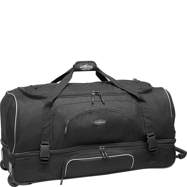 22-Inch Black Rolling Travel Duffel Bag with Wheels and Pockets