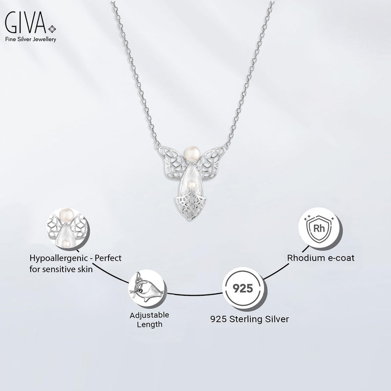 GIVA 925 Sterling Silver Hypoallergenic Angel Wings Necklace