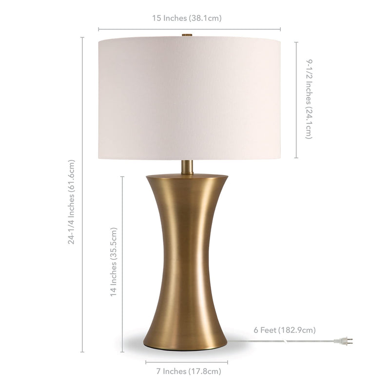 Henn & Hart 24.25 Brass Table Lamp With Fabric Shade for Home and Office