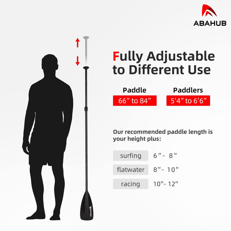 Abahub Carbon Fiber Adjustable SUP/Kayak Paddle - 4 Section