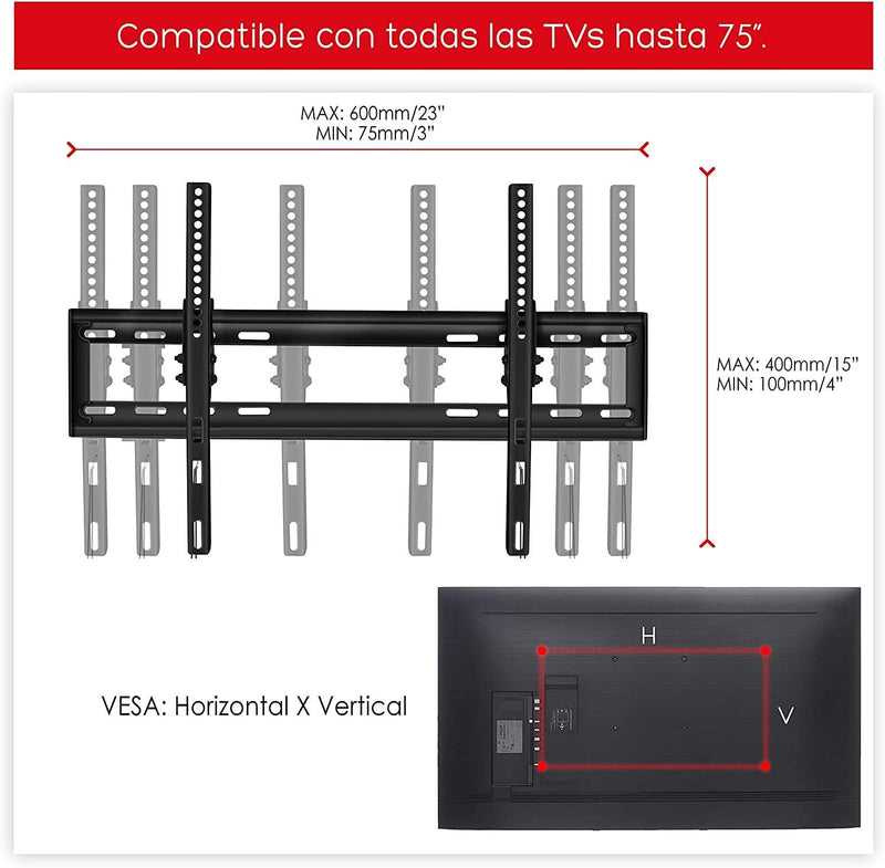 Power Co Universal TV Wall Mount 32" to 75" Full Arm 154 lbs Capacity