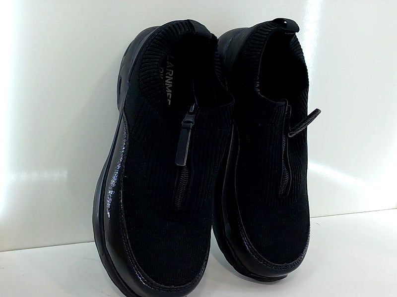 Black Slip-On Shoes with Zipper Closure - Size 7