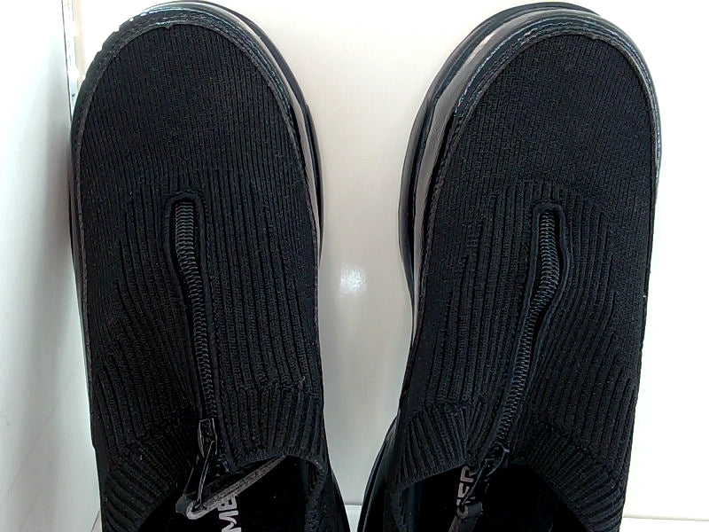 Black Slip-On Shoes with Zipper Closure - Size 7