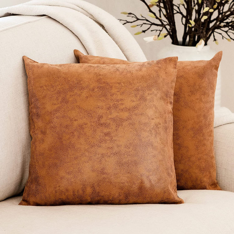 Wildivory 2 Pack Faux Leather Pillow Covers 18x18 Inch