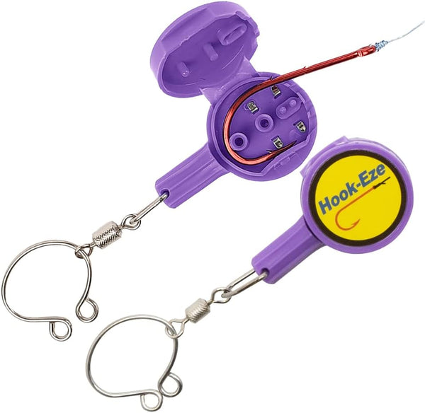 Hook-Eze Fishing Knot Tying Tool | Protect From Fish Hooks | Tie Fishing Knots Easily | Cool Gadgets For Fishermen | Ice Fly Fishing | Fishing Accessories For Beginner Anglers | Nail Knot Tool Standard Purple Color Purple Size One Size