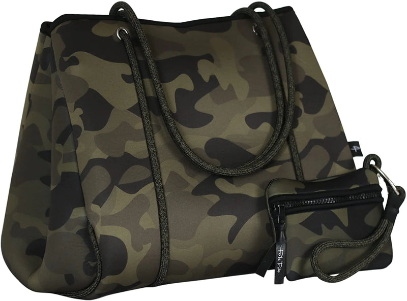 Large Neoprene Tote Bag for Women Travel Totes or Women's Gym Totes Camo