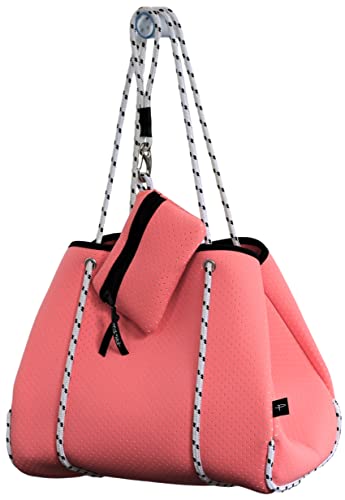 Large Neoprene Tote Bag for Women Lightweight Neoprene Bags Summer Coral