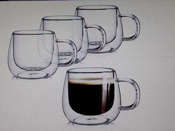 Double Wall Glass Coffee Mug Set - 10oz Clear (Set of 4)