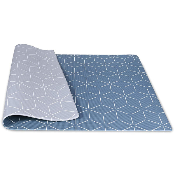 Large Baby Play Mat 6.5 Ft X 4.5 Ft Reversible Foam Nontoxic Dusty Blue Gray Storm