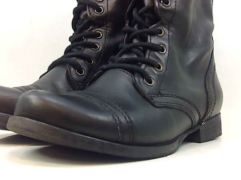 Steve Madden Troopa Black Leather Combat Boots Size 8.5