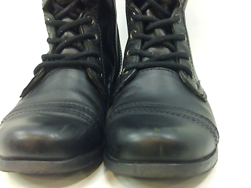 Steve Madden Troopa Black Leather Combat Boots Size 8.5