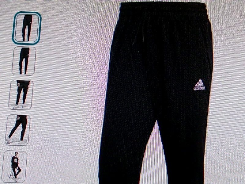 Adidas Men's Black Tapered Casual Pants - Medium