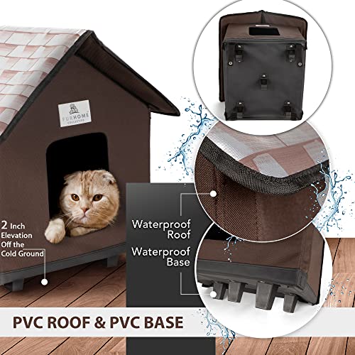 Outdoor Cat Shelter with Waterproof Roof and Base