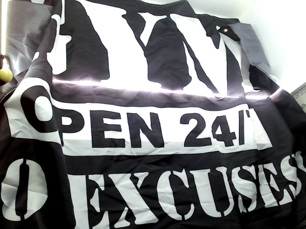 Background Gym Open 24 7 No Excuses Color Black Size No Size