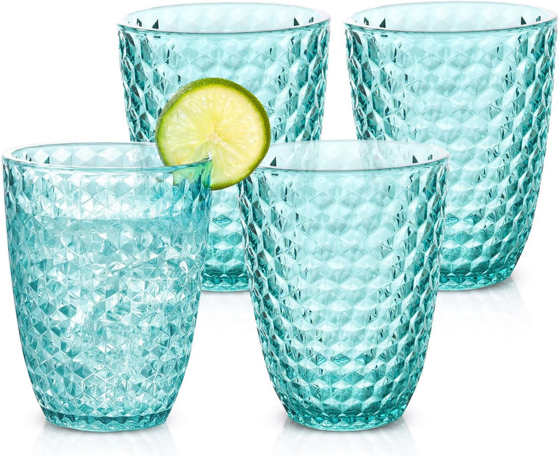 Bellaforte Shatterproof Tritan Plastic Short Tumbler, Set Of 4, 12 Oz - Laguna Beach Drinking Glasses - Unbreakable Glasses For Indoor And Outdoor Use - Bpa Free - Blue Color Blue Size 12oz