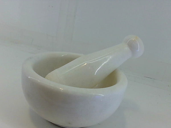 Kleo 6" Natural Stone Mortar and Pestle Set - White