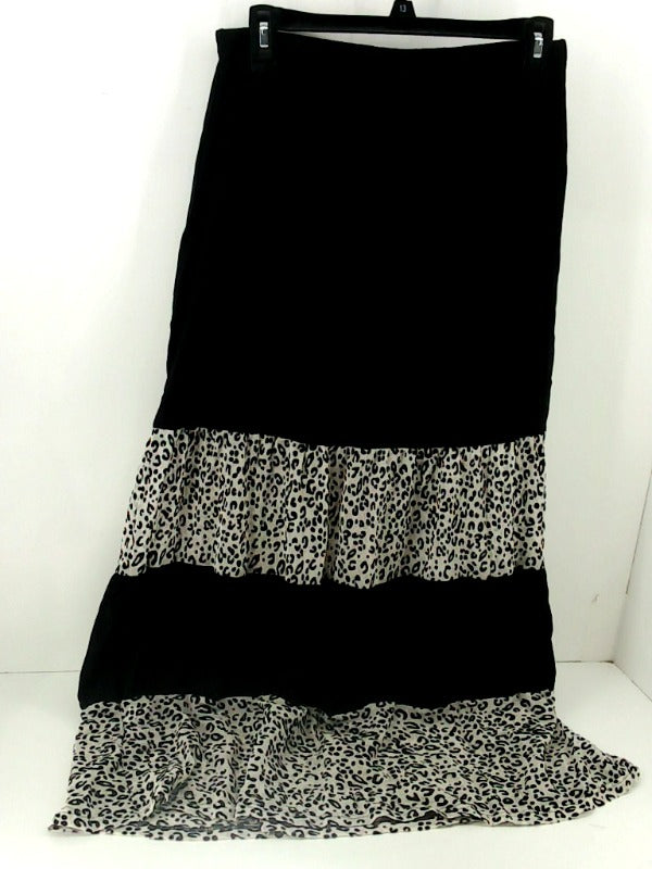 Black Leopard Print Women's Skirt Large