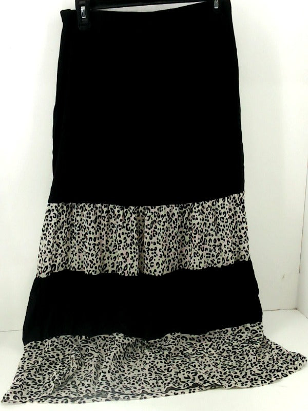 Black Leopard Print Women's Skirt Large